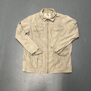 Vintage y2k Timberland tan earth tone canvas zip up military style jacket